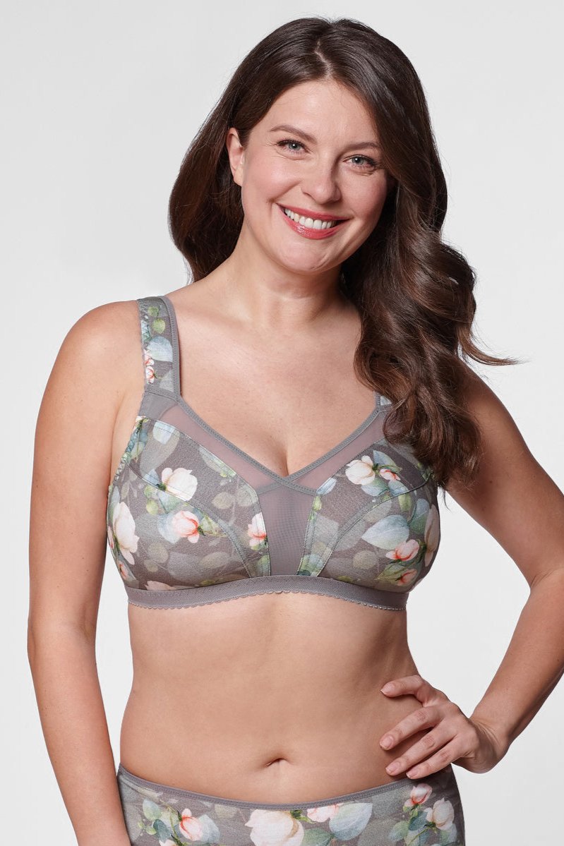Ariele non-wired cotton bra in gray