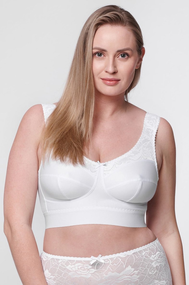 Bianca non-wired long bra in white